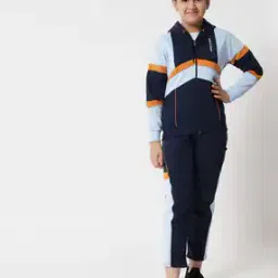 Girls Colourblock Tracksuit with Elasticated Waist-image-1