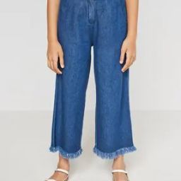 Flared Jeans with Frayed Hems-image-38