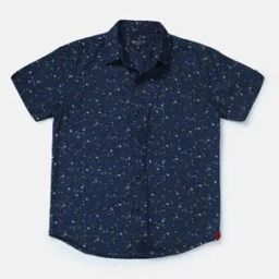 Micro Print Shirt with Spread Collar-image-66