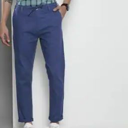 Slim Fit Flat-Front Trousers with Drawstring-picture-18