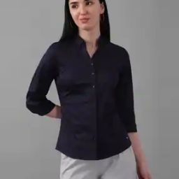 Women Regular Fit Shirt with Spread Collar-image-0