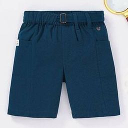 Boys Solid Shorts with Buckle-image-47