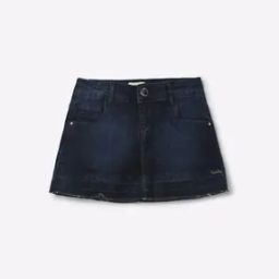 Lightly Washed Denim A-line Skirt-image-85