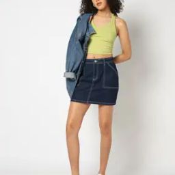 yousta Women Stone-Wash Regular Fit Pencil Skirt-picture-33