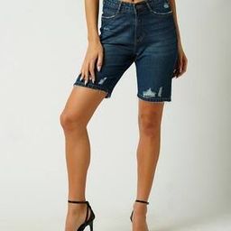 Women Lightly Washed Distressed Relaxed Fit Denim Shorts-image-39