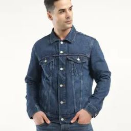 Men Regular Fit Denim Jacket with Flap Pockets-picture-39
