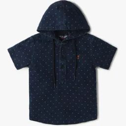 Boys Printed Regular Fit Hooded Shirt-image-98