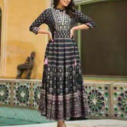 Women Floral Embroidered Fit & Flare Maxi Dress-image-21