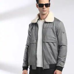 Men Slim Fit Zip-Front Bomber Jacket with Slip Pockets-picture-24