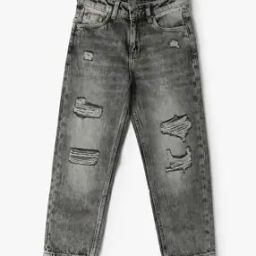 Boys Heavily Washed & Distressed Regular Fit Jeans-image-84