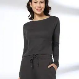 Women Slim Fit Boat-Neck Crop T-Shirt-image-13