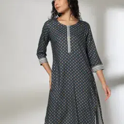 Women Micro Print Straight Kurta-image-95