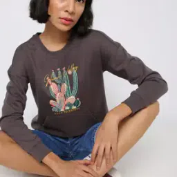 Graphic Print Sweatshirt with Kangaroo Pocket-picture-5
