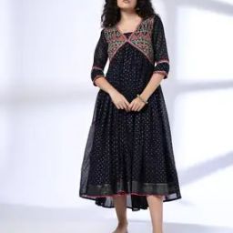 Women Alia Cut Heavy Embroidery Relaxed Fit Dress-image-25