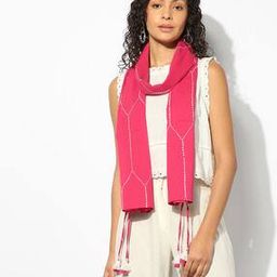 Women Geometric Print Scarf with Tassels-image-73