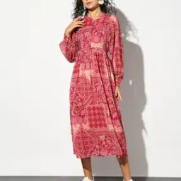 Printed Fit & Flare Dress-image-74