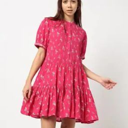 Women Floral Print Tiered Dress-image-97