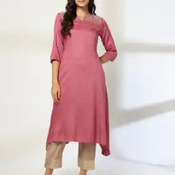 Women Embroidered Yoke A-Line Kurta-image-56