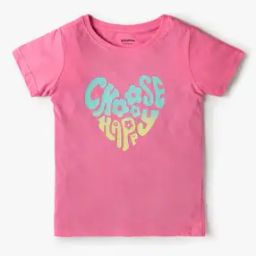 Girls Typographic Print Relaxed Fit Round-Neck T-Shirt-image-81