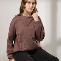 Women Embroidered Loose Fit Sweatshirt-image-55