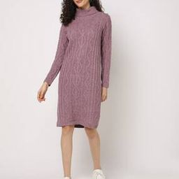 Cable-Knit Turtleneck Sweater Dress-37