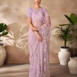 Women Embroidered Net Saree-picture-8