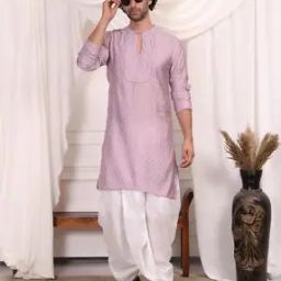 Men Floral Woven Regular Fit Long Kurta -image-22