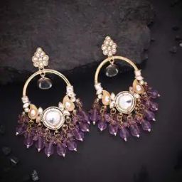 Women Stone-Studded Chandbali Earrings-image-62