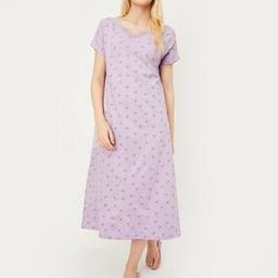 Printed V-Neck Nightie with Lace Hem-image-78