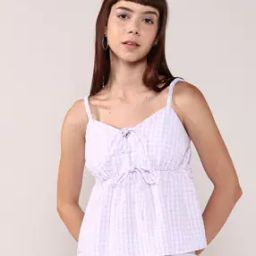 Women Checked Regular Fit Peplum Top-image-1