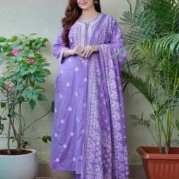 Women Embroidered Straight Kurta with Pants & Dupatta-18