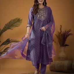 Women Embroidered Straight Kurta Set with Dupatta-image-1