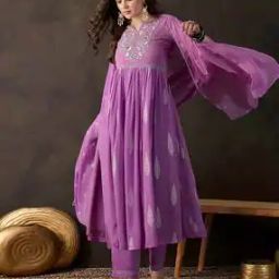 Floral Print Flared Kurta Set-20