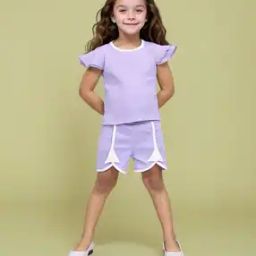 Girls Striped Round-Neck Shorts & Top Set-image-28
