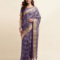 Women Floral Print Saree with Contrast Border-image-35