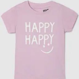 Girls Typographic Print Regular Fit Round-Neck T-Shirt-image-13