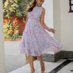 Women Floral Print Sleeveless Tiered Dress-image-28