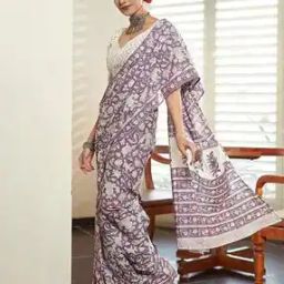 Women Floral Print Cotton Saree-image-13