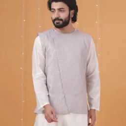 Men Checked Nehru Jacket-14