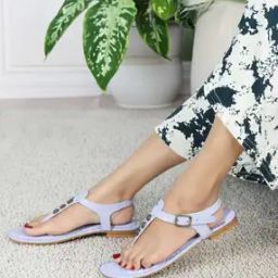 Women T-Strap Flip-Flops with Buckle Closure-image-2