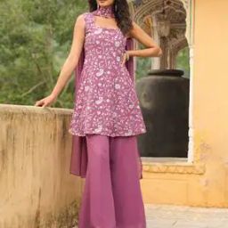 Embroidered A-Line Kurti with Pants & Dupatta-image-23