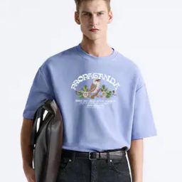 Men Typographic Print Oversized Fit Round-Neck T-Shirt-image-66