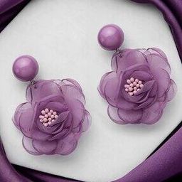 Women Floral Fabric Drop Earrings-11