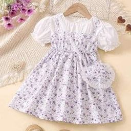 Girls Floral Print Fit & Flare Dress-picture-24