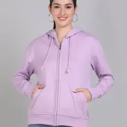 Zip-Front Hoodie with Ribbed Hem-picture-5