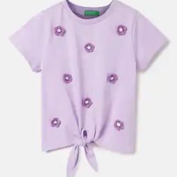 Girls Embroidered Regular Fit Round-Neck T-Shirt-picture-6