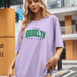 Women Typographic Print Round-Neck T-Shirt-image-71