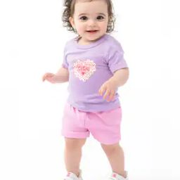 Graphic Print T-Shirt & Shorts Set-21