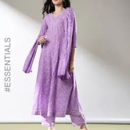 Women Bandhani Print Flared Kurta Suit Set-image-17