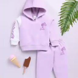Girls Barbie Print Hoodie & Joggers Sets-image-34